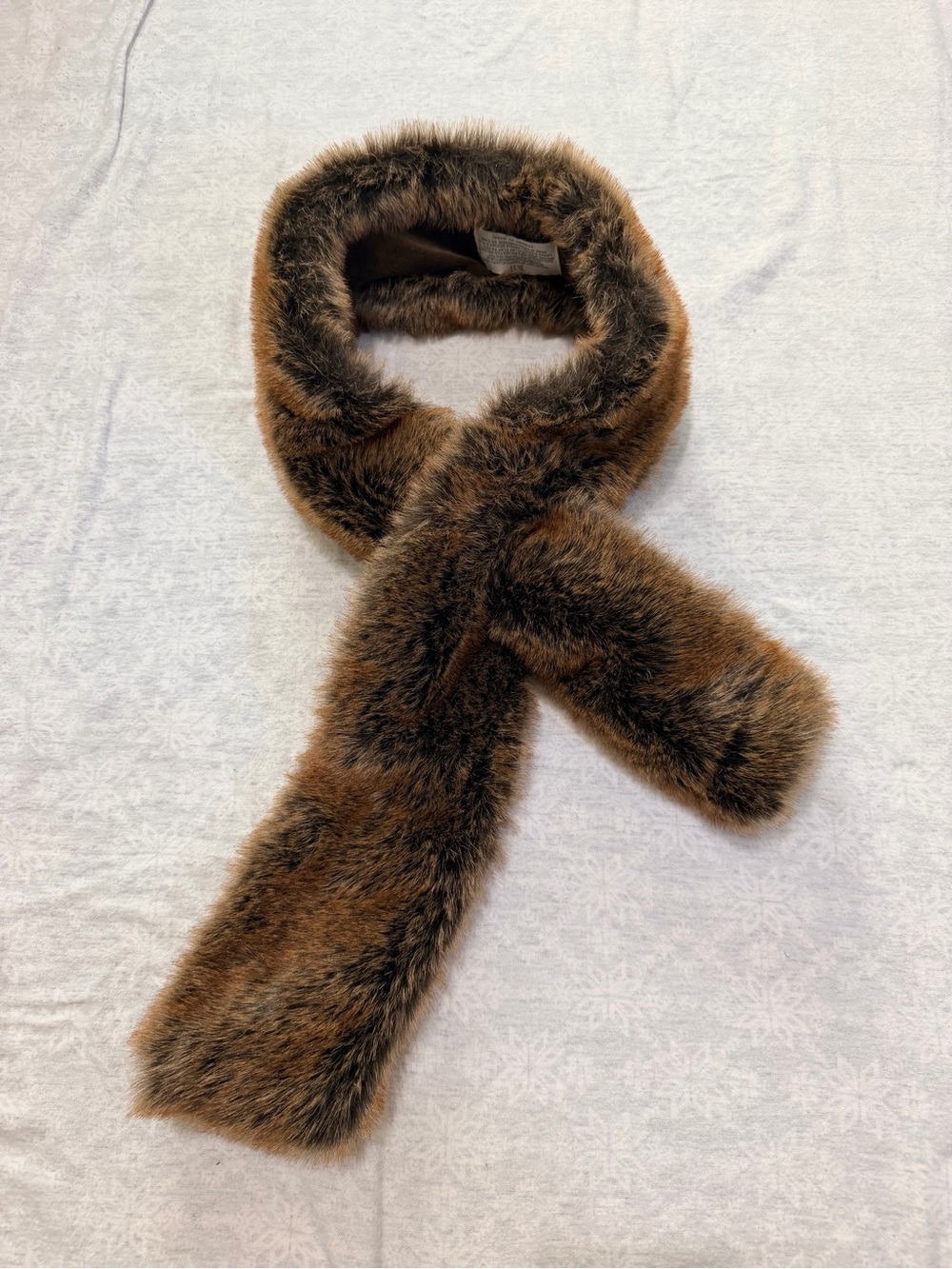 Restoration Hardware RH Faux Fur Pull Through Scarf Brown Sable Mink Look